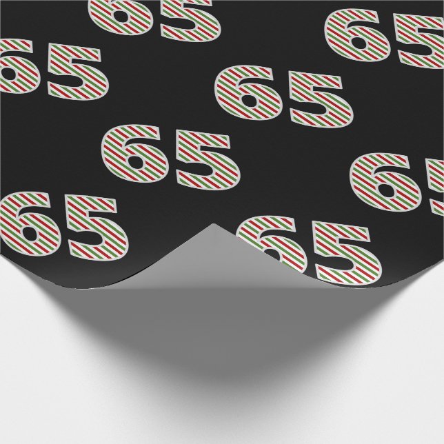 Red, White, Green "65" 65th Event on Christmas Day Wrapping Paper (Corner)