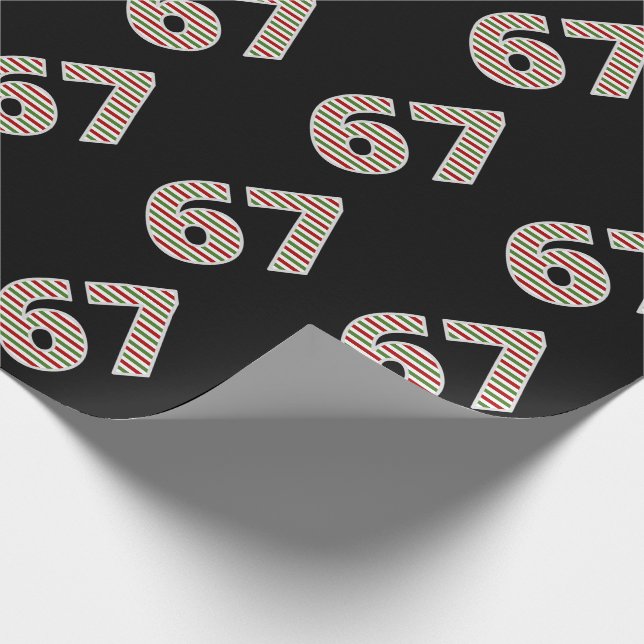 Red, White, Green "67" 67th Event on Christmas Day Wrapping Paper (Corner)