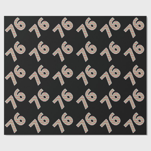Red, White, Green "76" 76th Event on Christmas Day Wrapping Paper (Flat)