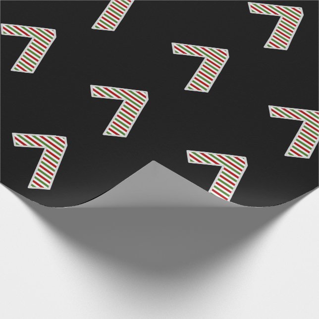 Red, White, Green "7" 7th Event on Christmas Day Wrapping Paper (Corner)