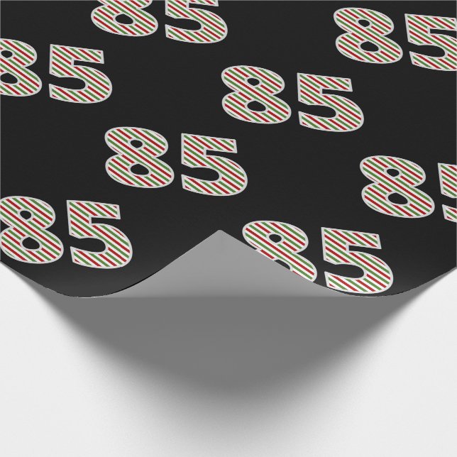 Red, White, Green "85" 85th Event on Christmas Day Wrapping Paper (Corner)