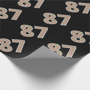 Red, White, Green "87" 87th Event on Christmas Day Wrapping Paper