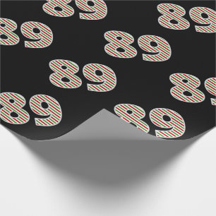Red, White, Green "89" 89th Event on Christmas Day Wrapping Paper