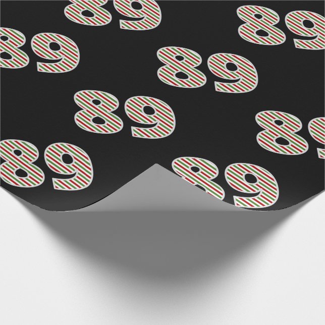 Red, White, Green "89" 89th Event on Christmas Day Wrapping Paper (Corner)