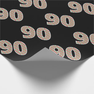 Red, White, Green "90" 90th Event on Christmas Day Wrapping Paper