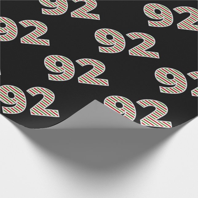 Red, White, Green "92" 92nd Event on Christmas Day Wrapping Paper (Corner)