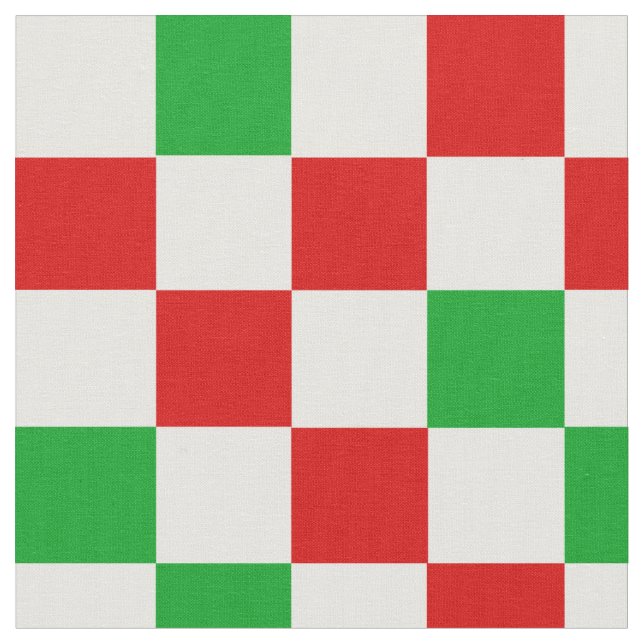 Red White Green Checkered Pattern Design  Fabric (Close Up)
