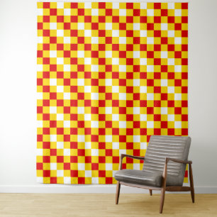 Red White Green Checkered Pattern Design Tapestry