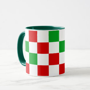 Red White Green Chequered Pattern Design  Mug
