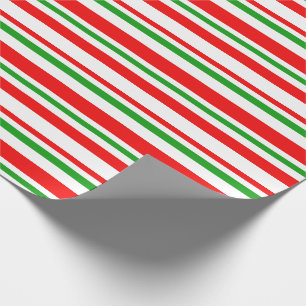Red, White, Green Christmas-Inspired Stripes Wrapping Paper