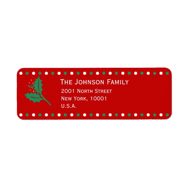 Red White Green Christmas Return Address Labels (Front)