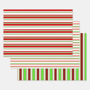 Red, White, Green Colored Christmas Inspired Wrapping Paper Sheet