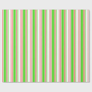 Red, White, Green Coloured Christmas-Themed Lines Wrapping Paper