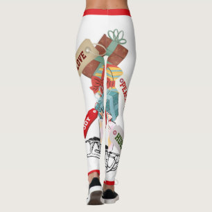 Red White Green Colourful Cute Funny Christmas Leggings