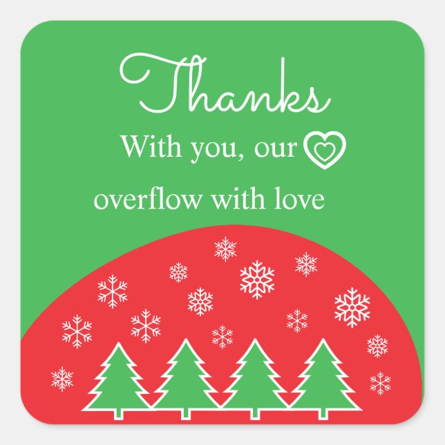 Red White Green Editable Christmas Festive Pattern Square Sticker (Front)