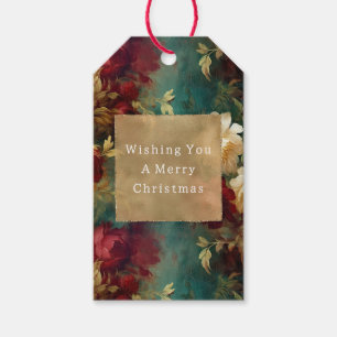 Red White Green Flowers Gift Tags