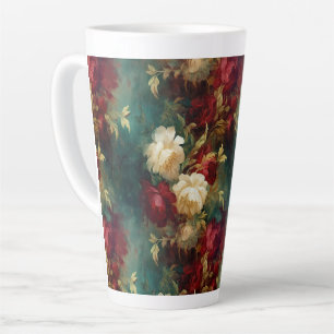 Red White Green Flowers Latte Mug