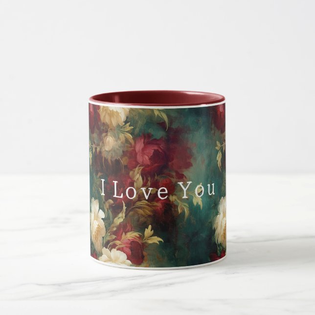 Red White Green Flowers Mug (Center)