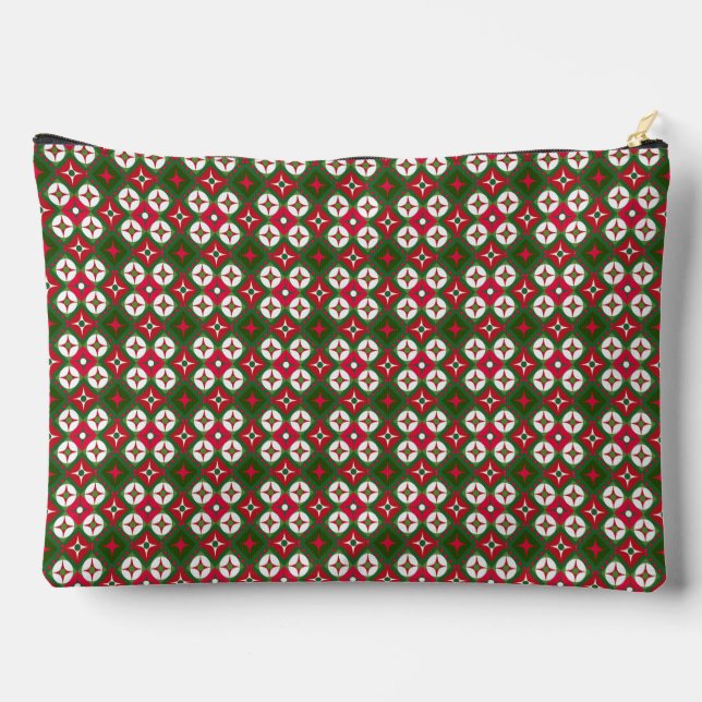 Red, White & Green Geometric Shapes Accessory Pouch (Back)