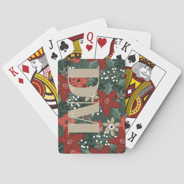 Red, White, Green & Grey Initials Playing Cards (Back)