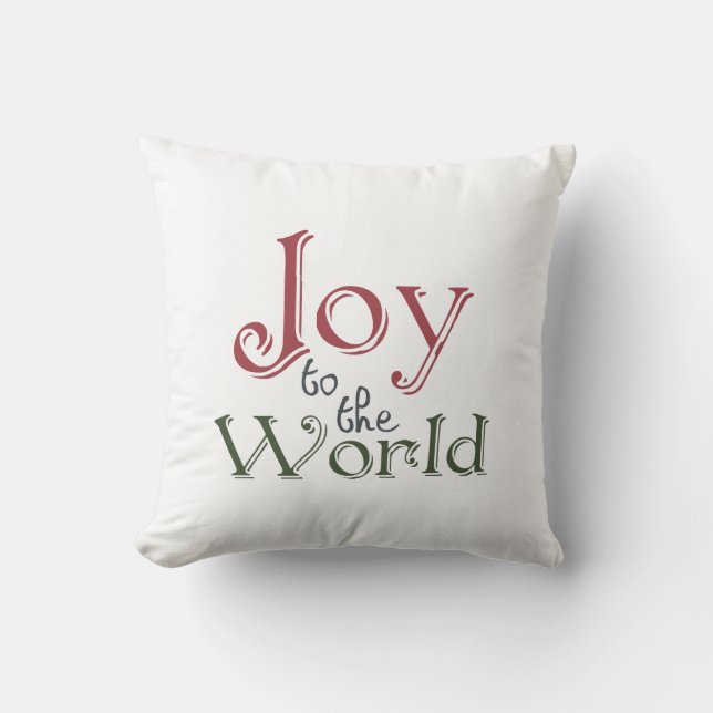 Red White Green Joy to the World Cushion (Front)