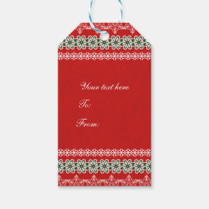 Red White & Green Lace Elegant Holiday Party Gift Tags