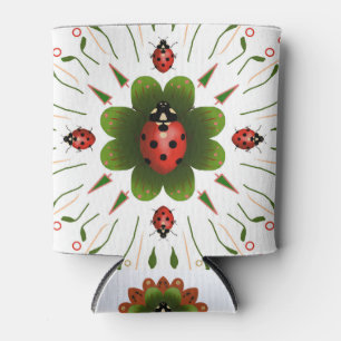 Red, white, & green ladybug design can cooler