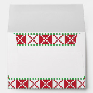 Red, white, green Latvian Latgale Ethnic Folk art Envelope