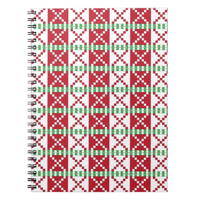 Red, white, green Latvian Latgale Ethnic Folk art Notebook (Front)
