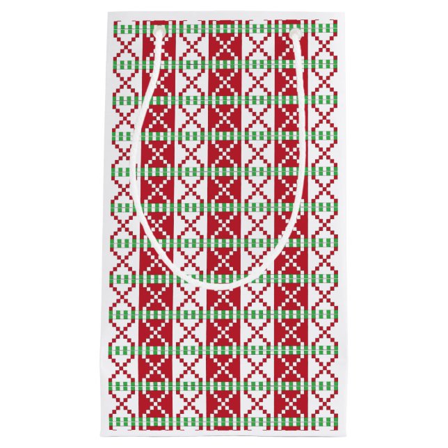 Red, white, green Latvian Latgale Ethnic Folk art Small Gift Bag (Front)