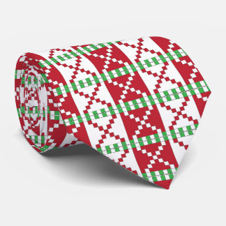 Red, white, green Latvian Latgale Ethnic Folk art Tie