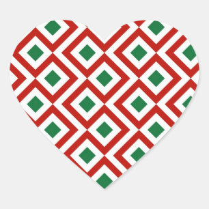 Red, White, Green Meander Heart Sticker