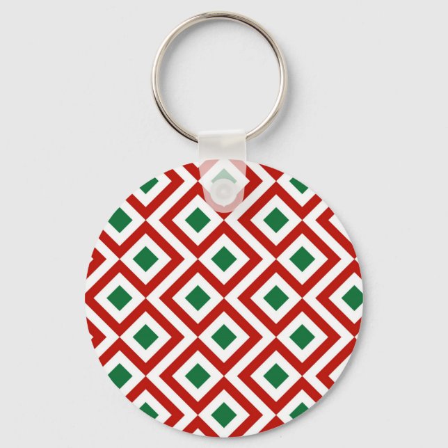 Red, White, Green Meander Key Ring (Front)