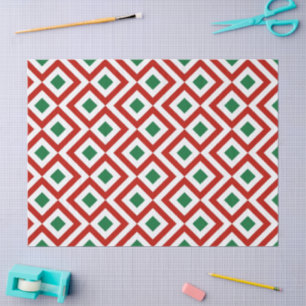 Red, White, Green Meander Tissue Paper