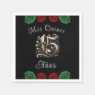 Red White Green Mis Quince Anos 15 Quinceañera Napkin