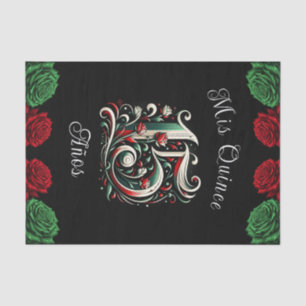 Red White Green Mis Quince Anos 15 Quinceañera Tissue Paper