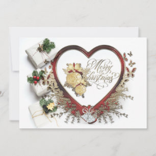 Red White & Green Modern Victorian Merry Christmas Holiday Card