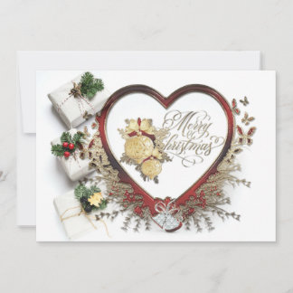 Red White & Green Modern Victorian Merry Christmas Holiday Card