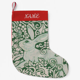 Red White Green Rabbit Stocking Personalise Folk