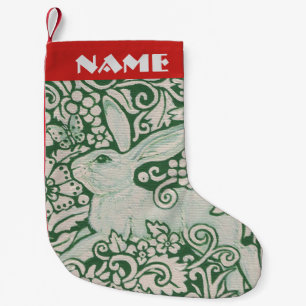 Red White Green Rabbit Stocking Personalise Folk