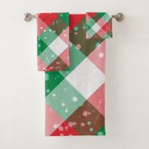 Red White Green Spotty Checkered Christmas Pattern