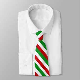 Red, White, Green Striped Pattern Tie