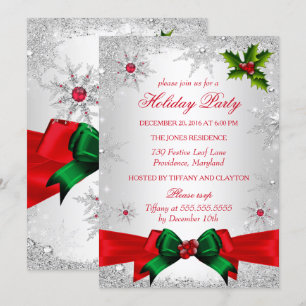 Red White Green Winter Wonderland Holiday Party Invitation