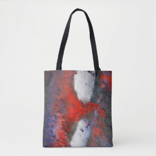 Red White Grey Abstract Tote Bag