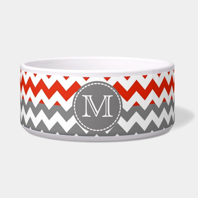 Red White Grey Chevron Zigzag Monogram (Front)