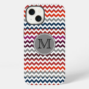 Red White Grey Chevron Zigzag Monogram Case-Mate i iPhone 13 Case