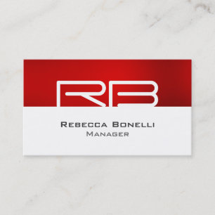 Red White Grey Monogram Manager Business Card