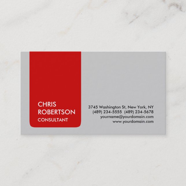Red White Grey Stripe Attractive Business Card (Front)
