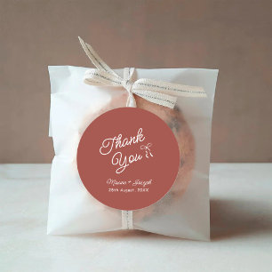 Red & White Hand Drawn Bow Wedding Classic Round Sticker