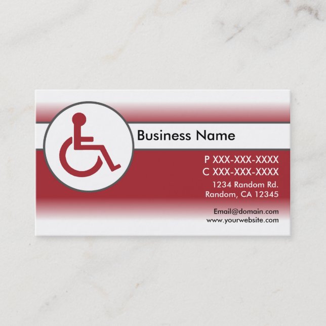 Red white handicapped symbol business cards (Front)